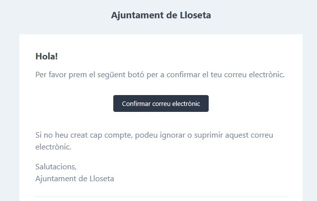 Verificació correu
